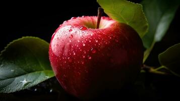 ein lecker reif rot Apfel, ai generativ foto