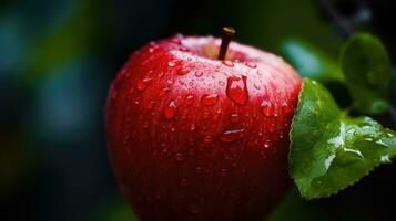 ein lecker reif rot Apfel, ai generativ foto