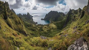 majestätisch Berg Bereich, still Szene, Schönheit im Natur generiert durch ai foto