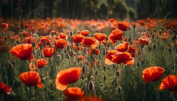 beschwingt Wildblumen blühen im still ländlich Wiese generiert durch ai foto