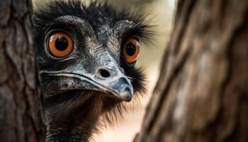 Tier Auge starren, schließen oben Porträt von gefährdet Adler Eule generiert durch ai foto