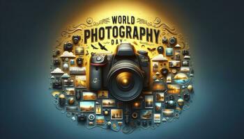 ein feierlich Post zum Welt Fotografie Tag. ai generativ foto