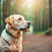 süß Labrador Hündchen draußen. ai generiert foto