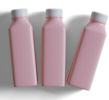 Smoothie Saft Rosa im Plastik Flasche Illustration 3d machen foto