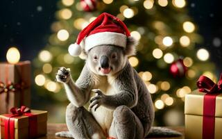 Koalas Weihnachten Feier festlich Geist im das wild ai generiert foto