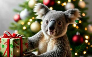 Koalas Weihnachten Feier festlich Geist im das wild ai generiert foto