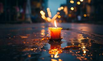 schön Diwali Diya mit Verbrennung Kerzen auf dunkel Hintergrund ai generiert foto