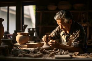 talentiert traditionell Handwerker sind Herstellung Kunsthandwerk ai generativ foto