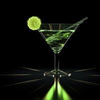 Martini Glas mit Limette auf ein schwarz hintergrund.ai generiert foto