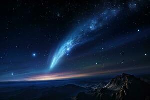 im das Tiefe von das Kosmos es ist wirklich tolle zu sehen schön Schießen Sterne ai generativ foto