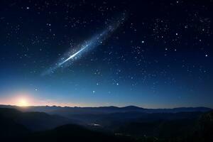 im das Tiefe von das Kosmos es ist wirklich tolle zu sehen schön Schießen Sterne ai generativ foto