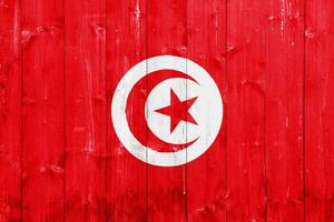 Flagge von tunesisch Republik auf ein texturiert Hintergrund. Konzept Collage. foto
