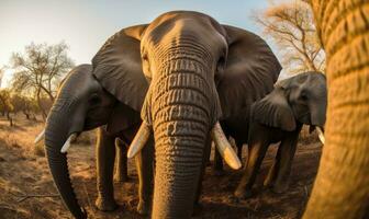 abenteuerlich Elefant schnappt ein gewagt Selfie während ein Safari Abenteuer. Erstellen mit generativ ai Werkzeuge foto