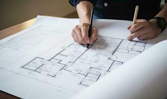 Zuhause Design Profis Analysieren und Überprüfung Entwurf zum Konstruktion. Erstellen mit generativ ai Werkzeuge foto