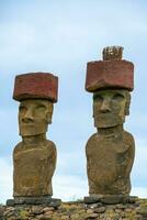 das uralt Moai auf Ostern Insel von Chile foto