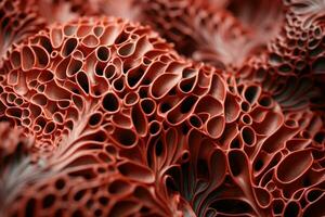 extrem Nahansicht von Leder Korallen mit höchst detailliert. abstrakt Hintergrund mit Makro von Meer Leben. ai generiert foto