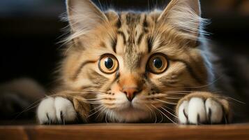 ein neugierig Katze Bild, ein schön Haustier Tier Hintergrund Bild, ai generiert foto