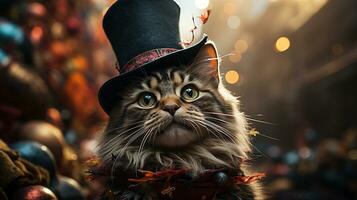 schön am lustigsten Katze Bild, süß katzenartig Tier Hintergrund Bild, ai generiert foto