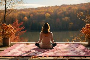 strahlend feminin Selbstpflege Meditation Banner - - ai generiert foto