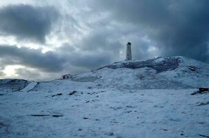 Reykjanes Leuchtturm im Island im Winter. foto