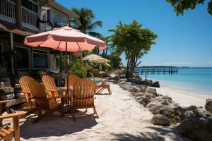 schön Strand Gasthaus sonnig Tag Aussicht ai generiert foto