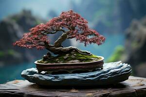 traditionell japanisch Bonsai Pflanze Kunst ai generiert foto