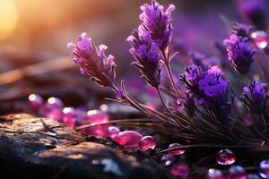 Lavendel im das Wald Natur Landschaft ai generiert foto