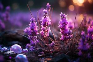 Lavendel im das Wald Natur Landschaft ai generiert foto