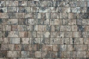 Marmor Fliesen auf Backstein Fußboden oder Mauer Hintergrund mit grau und braun Farben Vorderseite oder oben Aussicht foto