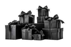 schwarz eingewickelt schwarz Freitag die Geschenke isoliert auf transparent Hintergrund. generativ ai foto