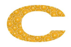 Vitamin C aus Zitrusfrüchten geschrieben foto