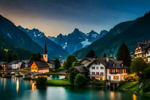 Foto Hintergrund Berge, das Nacht, Schweiz, das Alpen, das Alpen, schw. KI-generiert