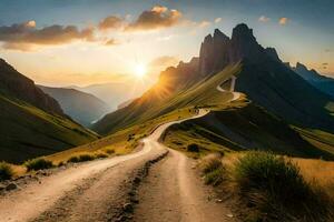 das Straße zu das Dolomiten. KI-generiert foto