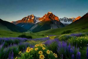 das Blumen von das Berge. KI-generiert foto