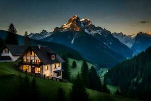 das Haus im das Berge. KI-generiert foto