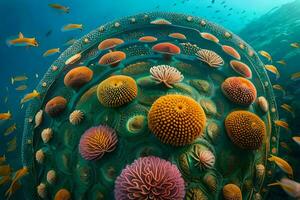 ein bunt Meer Leben ist gezeigt im ein unter Wasser Szene. KI-generiert foto