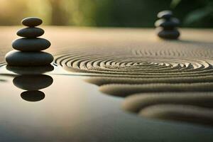 ein Zen Garten mit Steine und Wasser. KI-generiert foto