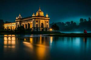 das Nacht Aussicht von ein Tempel im Indien. KI-generiert foto