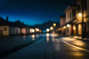 Foto Hintergrund das Nacht, Straße, Beleuchtung, Beleuchtung, Straße, Beleuchtung, Straße, Straße Beleuchtung. KI-generiert