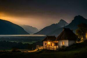 Foto Hintergrund das Himmel, Berge, Haus, das Haus, das Haus, das Haus, Die. KI-generiert