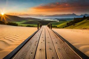 das Promenade im das Sand Dünen. KI-generiert foto