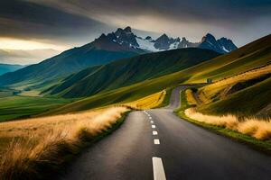 das Straße zu das Berge. KI-generiert foto