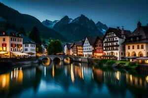 das Stadt, Dorf von Altenburg, Deutschland, beim Nacht. KI-generiert foto