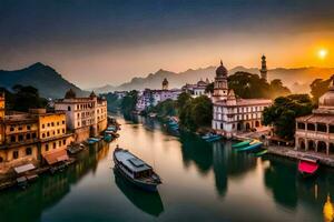 das Stadt von udaipur ist ein schön Stadt im das Zustand von Rajasthan. KI-generiert foto