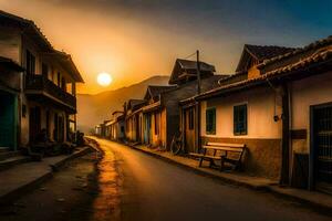 ein Straße im das Dorf von Person, Peru. KI-generiert foto