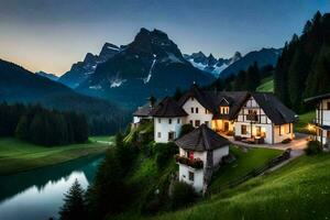 das Haus im das Berge. KI-generiert foto