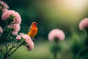 Foto Hintergrund das Vogel, Blumen, Natur, Frühling, Blumen, Natur, Frühling, Blumen,. KI-generiert