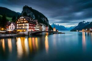 das Stadt, Dorf von hallstatt, Österreich. KI-generiert foto