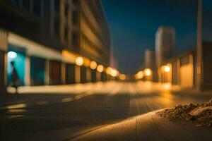 ein Straße beim Nacht mit ein Person Gehen Nieder das Mitte. KI-generiert foto