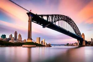 das Sydney Hafen Brücke beim Sonnenuntergang. KI-generiert foto